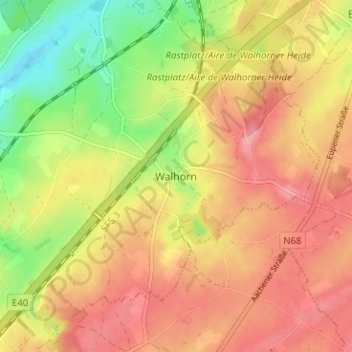 Mappa topografica Walhorn, altitudine, rilievo