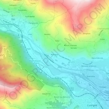 Mappa topografica Roncasso, altitudine, rilievo