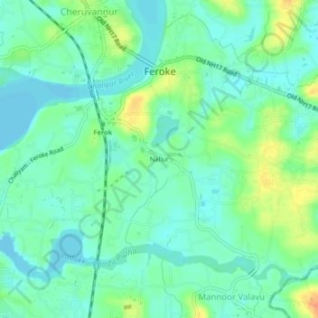Mappa topografica Nallur, altitudine, rilievo