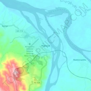 Mappa topografica Atalaya, altitudine, rilievo