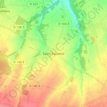 Mappa topografica Saint-Sauveur, altitudine, rilievo