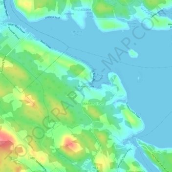 Mappa topografica Mader's Cove, altitudine, rilievo