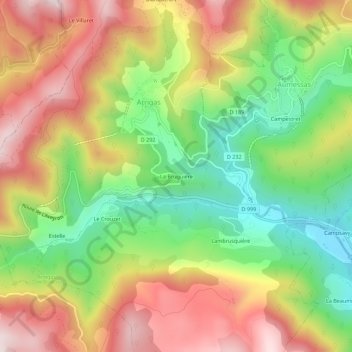 Mappa topografica La Bruguière, altitudine, rilievo