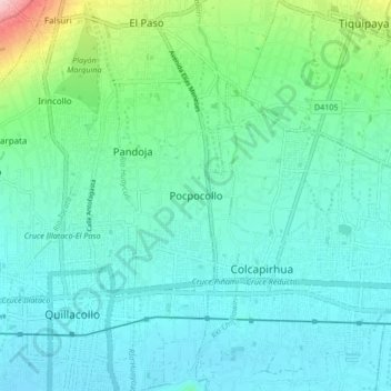 Mappa topografica Pocpocollo, altitudine, rilievo