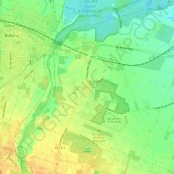 Mappa topografica Marzaglia Nuova, altitudine, rilievo