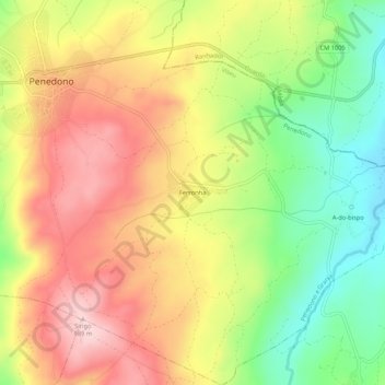Mappa topografica Ferronha, altitudine, rilievo