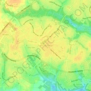 Mappa topografica Sterling Ridge, altitudine, rilievo