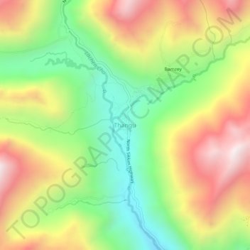 Mappa topografica Thangu Valley, altitudine, rilievo