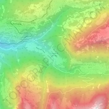 Mappa topografica Frenièreres-sur-Bex, altitudine, rilievo
