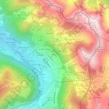 Mappa topografica La Vorraz, altitudine, rilievo