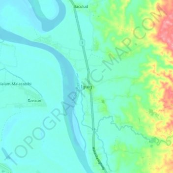 Mappa topografica Iguig, altitudine, rilievo