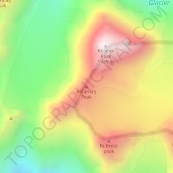 Mappa topografica Katarnag Peak, altitudine, rilievo