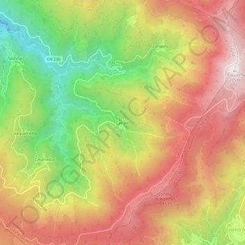 Mappa topografica Candal, altitudine, rilievo