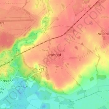 Mappa topografica Ihlenfeld, altitudine, rilievo