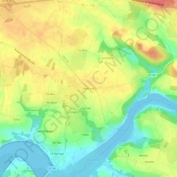 Mappa topografica Belle Vue, altitudine, rilievo