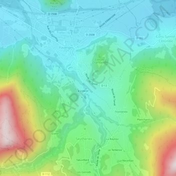 Mappa topografica Le Pontet, altitudine, rilievo