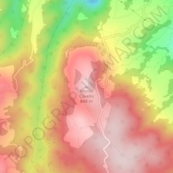 Mappa topografica Monte Covello, altitudine, rilievo