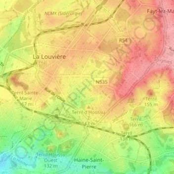 Mappa topografica Rieu de Baume, altitudine, rilievo