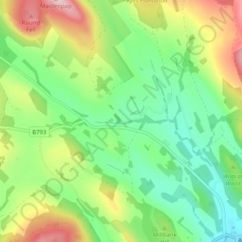 Mappa topografica Bogknowe, altitudine, rilievo