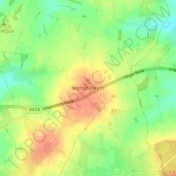 Mappa topografica Norton Heath, altitudine, rilievo