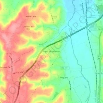 Mappa topografica Aldeia dos Redondos, altitudine, rilievo