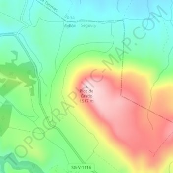 Mappa topografica Pico de Grado, altitudine, rilievo