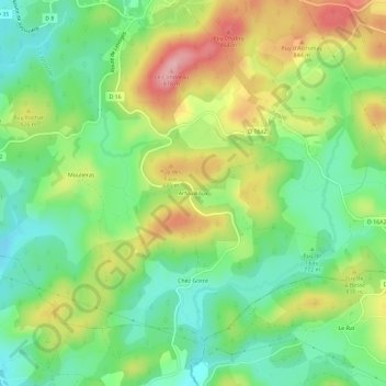 Mappa topografica Arfouilloux, altitudine, rilievo