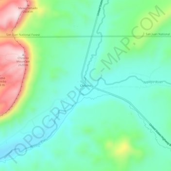 Mappa topografica Chromo, altitudine, rilievo
