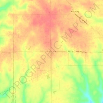 Mappa topografica Pleasant, altitudine, rilievo