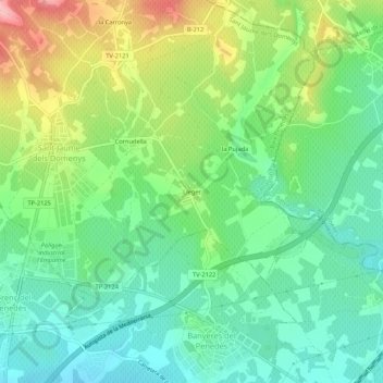 Mappa topografica Lleger, altitudine, rilievo