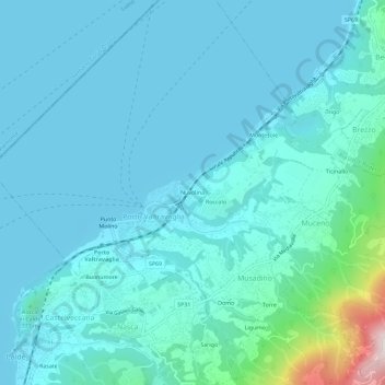 Mappa topografica Nuvolina, altitudine, rilievo