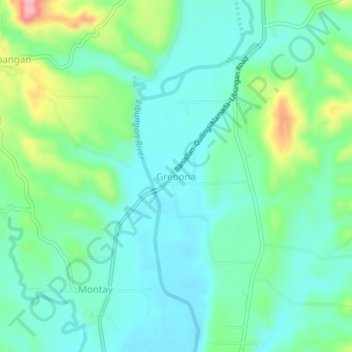 Mappa topografica Grebona, altitudine, rilievo