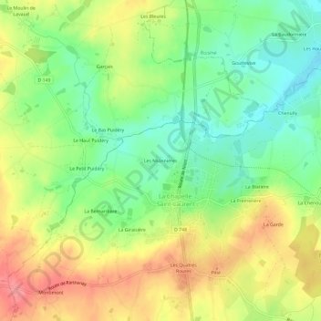 Mappa topografica Les Mionnières, altitudine, rilievo