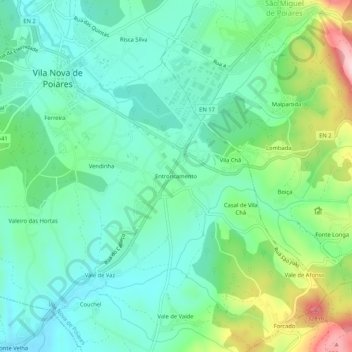 Mappa topografica Entroncamento, altitudine, rilievo