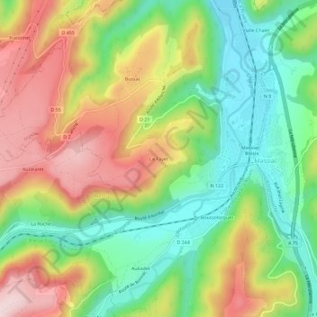 Mappa topografica Le Fayet, altitudine, rilievo