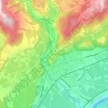 Mappa topografica Les Ayes, altitudine, rilievo