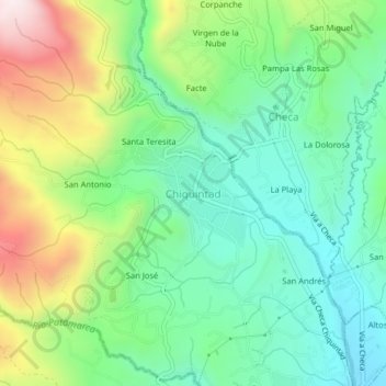 Mappa topografica Chiquintad, altitudine, rilievo
