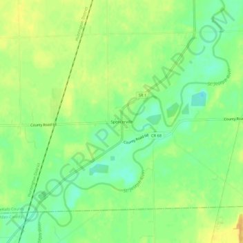 Mappa topografica Spencerville, altitudine, rilievo