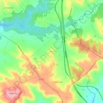 Mappa topografica Pilou, altitudine, rilievo