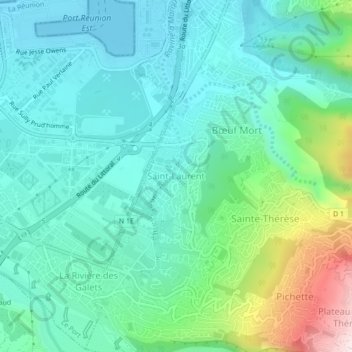 Mappa topografica Saint-Laurent, altitudine, rilievo