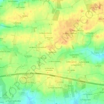 Mappa topografica Barbechat, altitudine, rilievo
