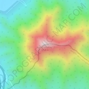 Mappa topografica Cerro Challay, altitudine, rilievo