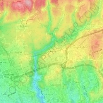 Mappa topografica Cabreiro, altitudine, rilievo