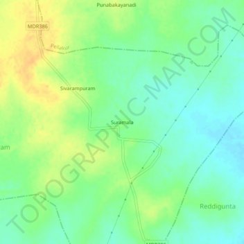 Mappa topografica Suramala, altitudine, rilievo