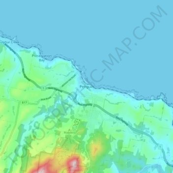 Mappa topografica Penguin, altitudine, rilievo