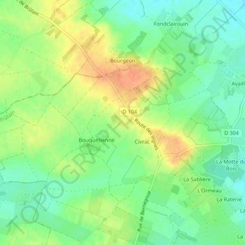 Mappa topografica Les Chiffres, altitudine, rilievo
