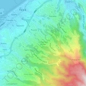Mappa topografica Lotissement Puurai, altitudine, rilievo