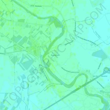 Mappa topografica Romanziol, altitudine, rilievo