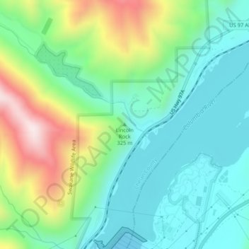 Mappa topografica Lincoln Rock, altitudine, rilievo