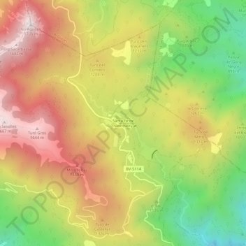 Mappa topografica Santa Fe de Montseny, altitudine, rilievo